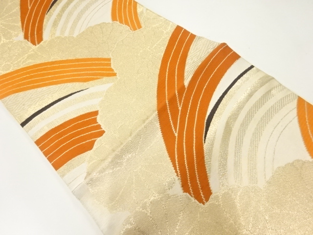 アンティーク　波に菊模様織出し袋帯（材料）